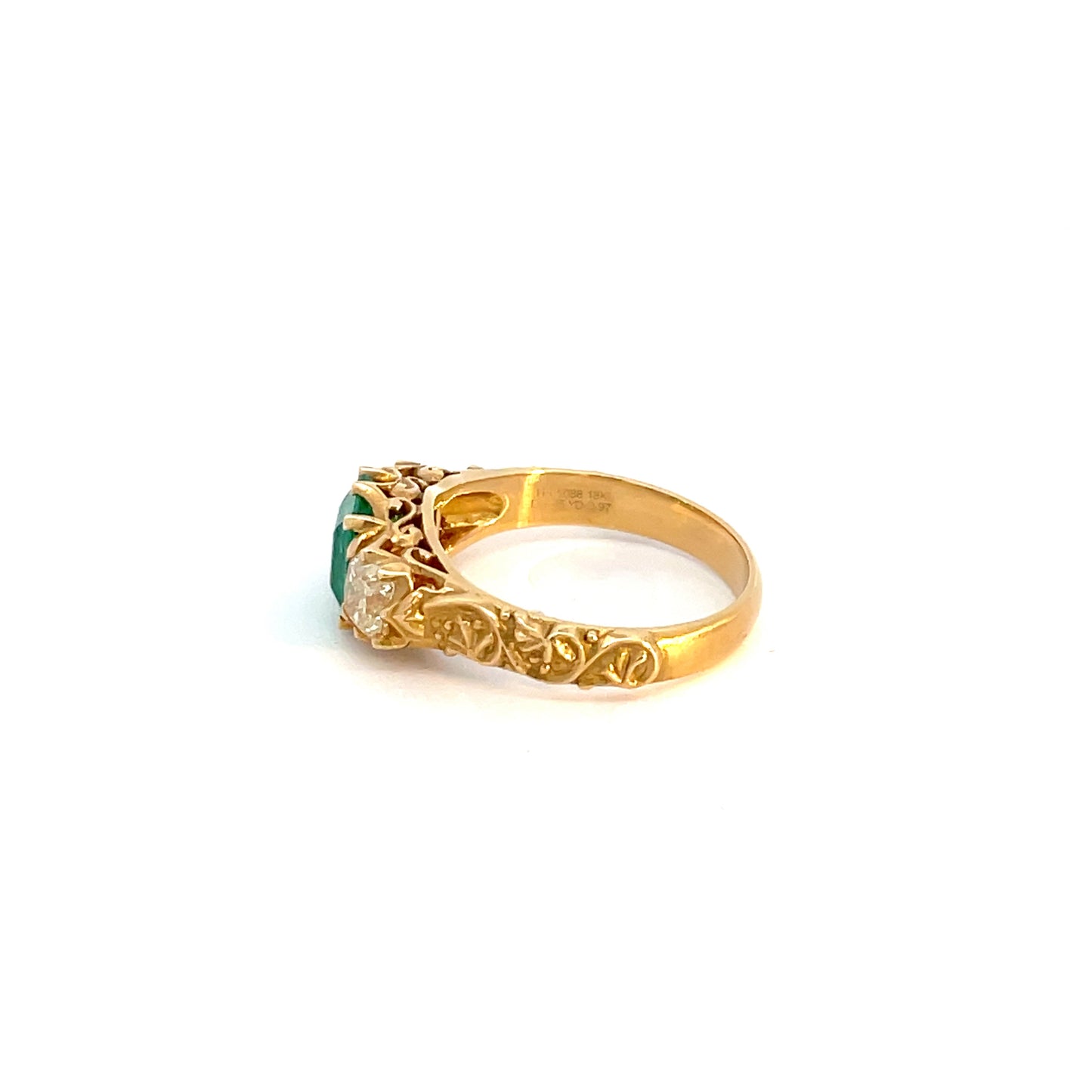 18ct Yellow Gold Emerald and Diamond Ring
