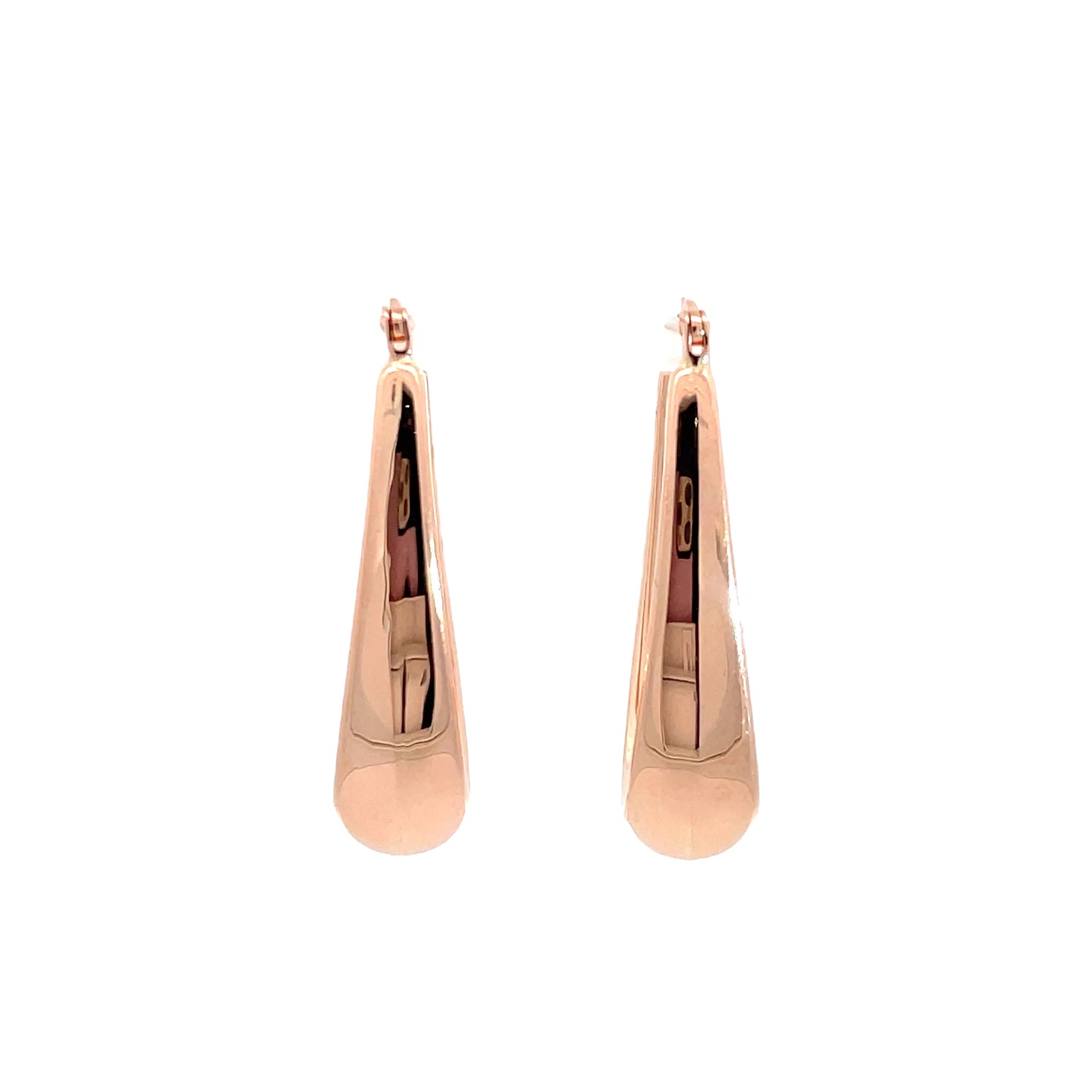 9ct Rose Gold Elong Bulbus Hoops