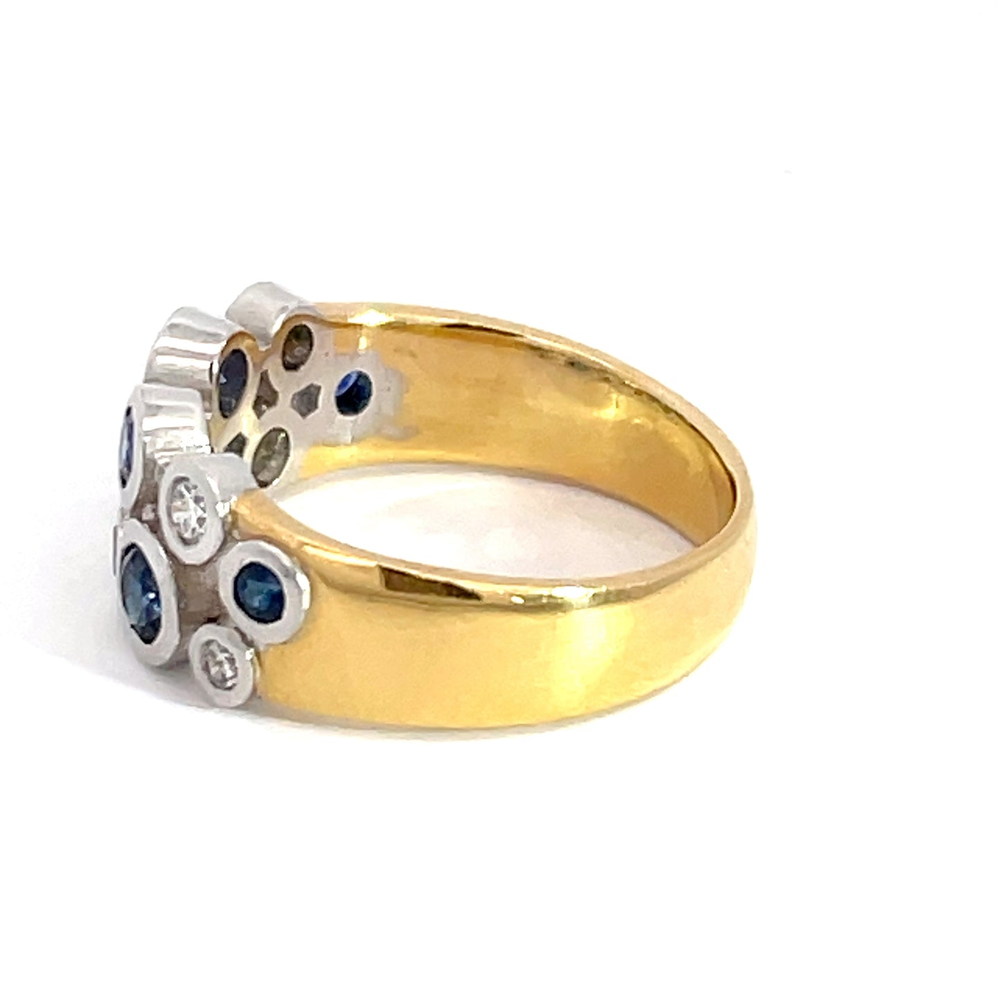 18ct Yellow Gold Sapphire Diamond Cluster