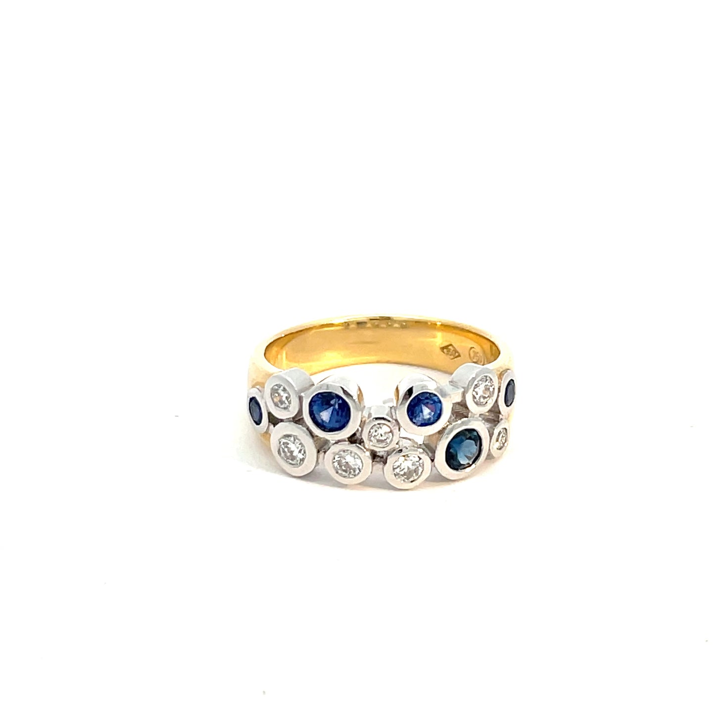 18ct Yellow Gold Sapphire Diamond Cluster