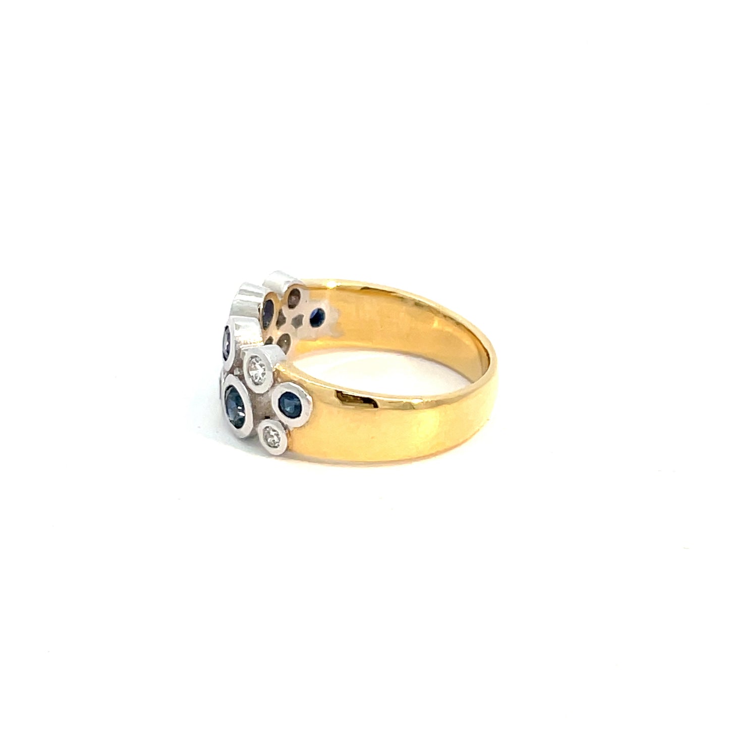18ct Yellow Gold Sapphire Diamond Cluster