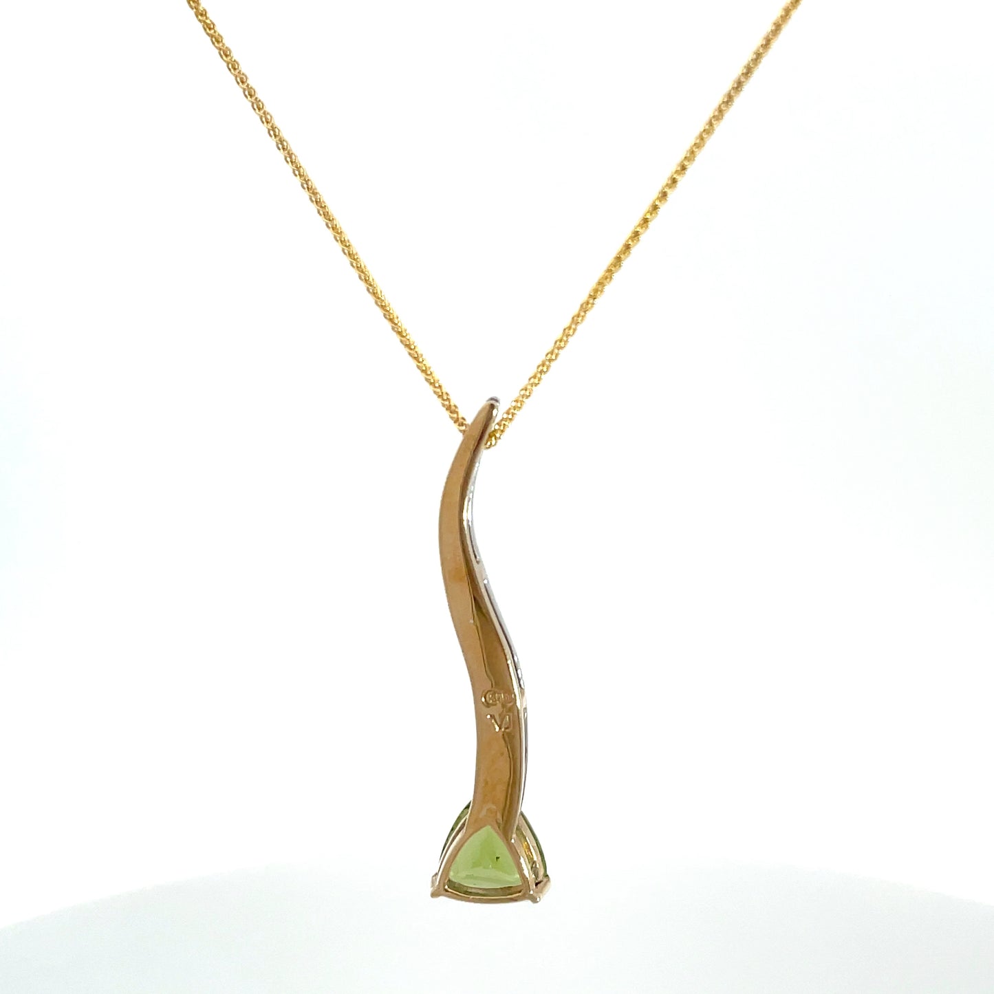 9ct Yellow Gold Peridot and Diamond Pendant and Chain