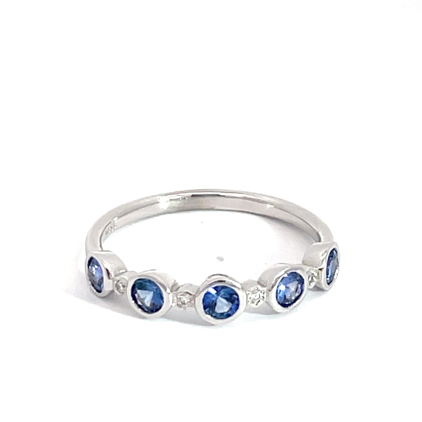 18ct White Gold 5 Sapphire and Diamond Ring