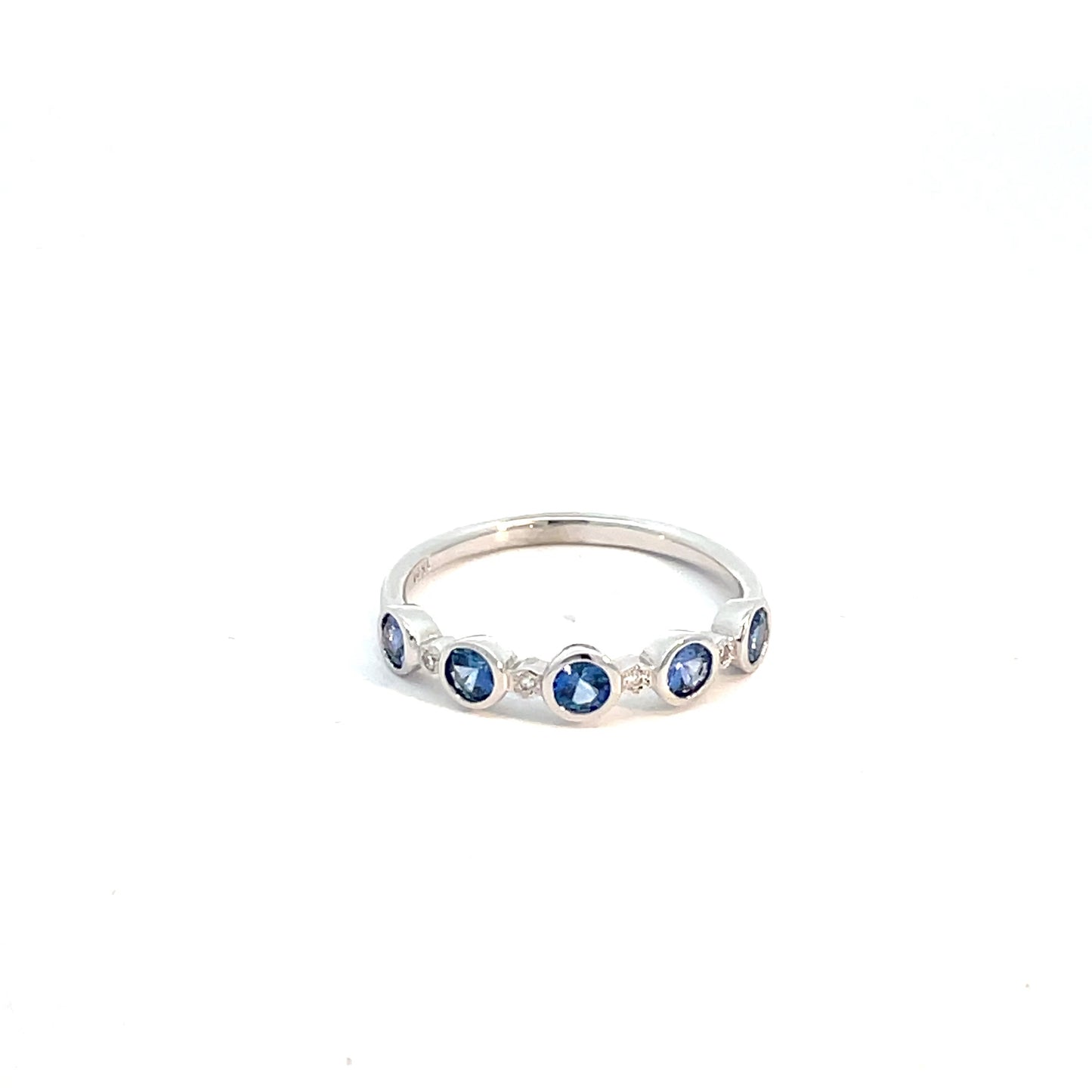 18ct White Gold 5 Sapphire and Diamond Ring