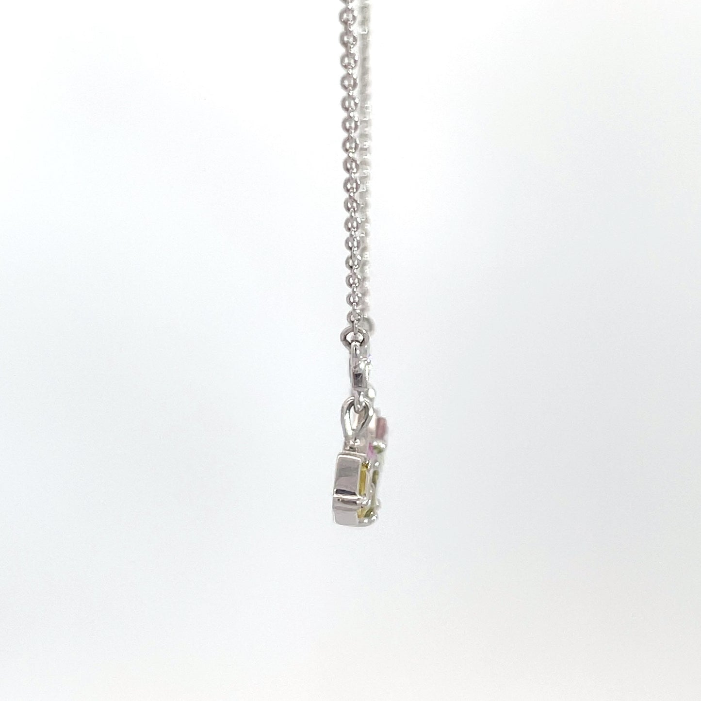 9ct White Gold 5 Rose Cut Sapphire and Diamond Necklace