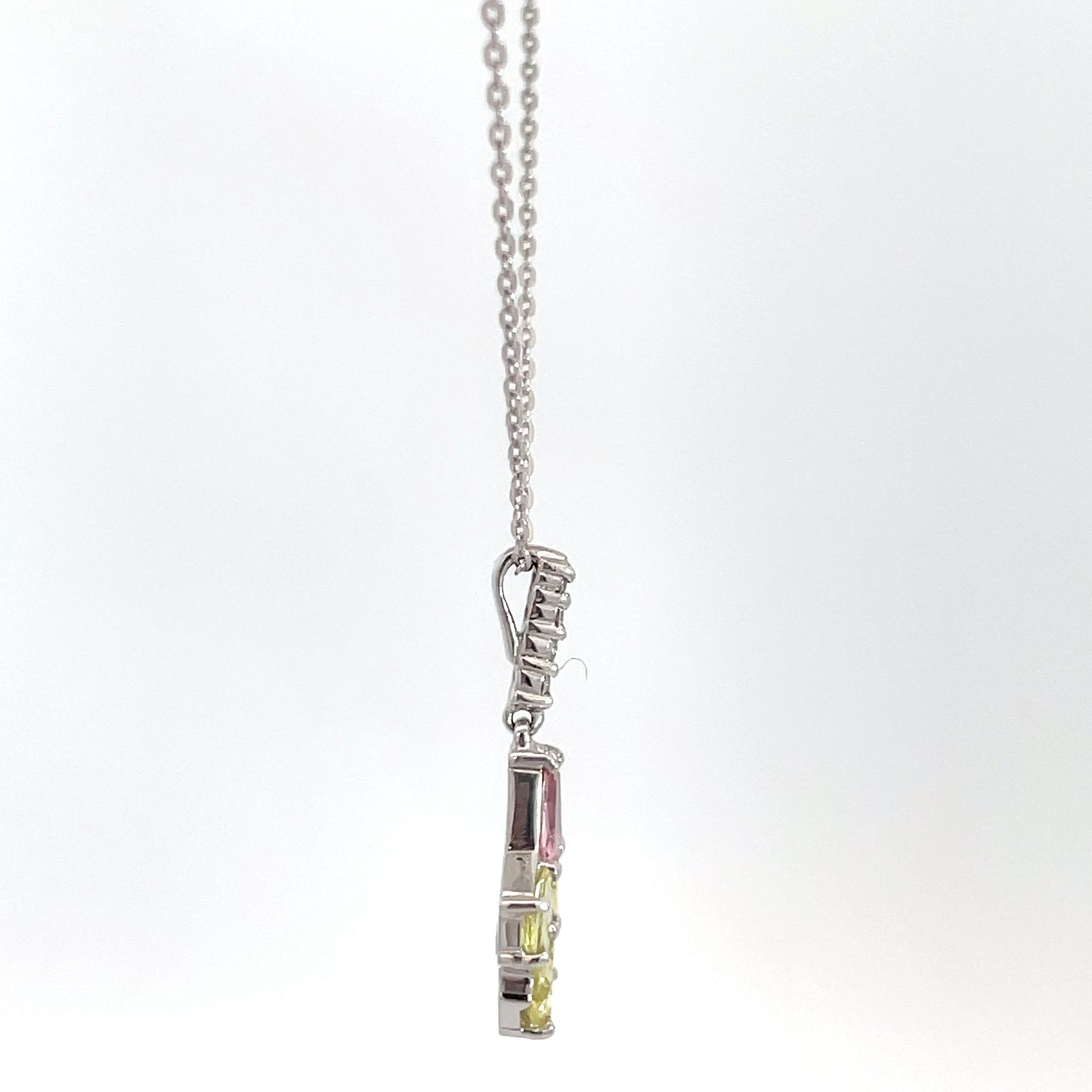 9ct White Gold 4 Rose Cut Sapphire Necklace