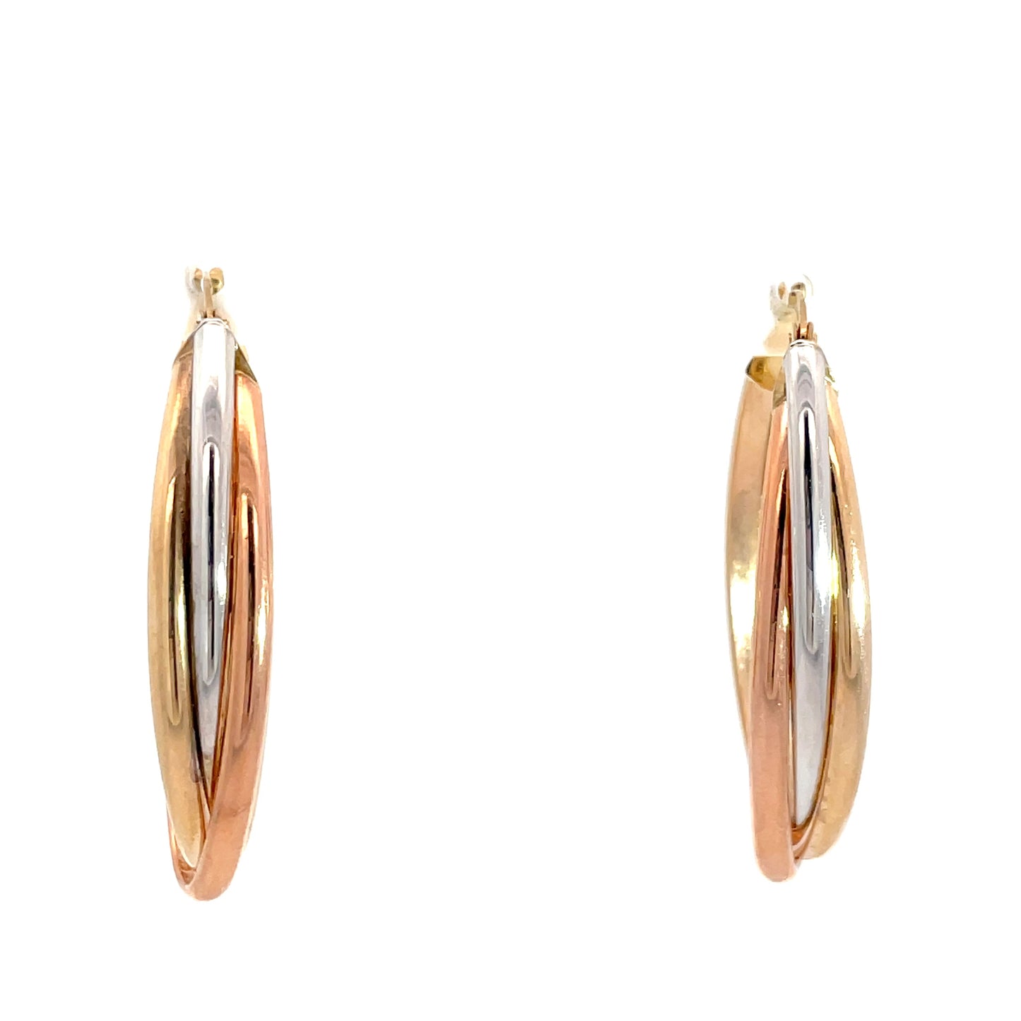 9ct Gold Oval Crossover Hoop Earrings