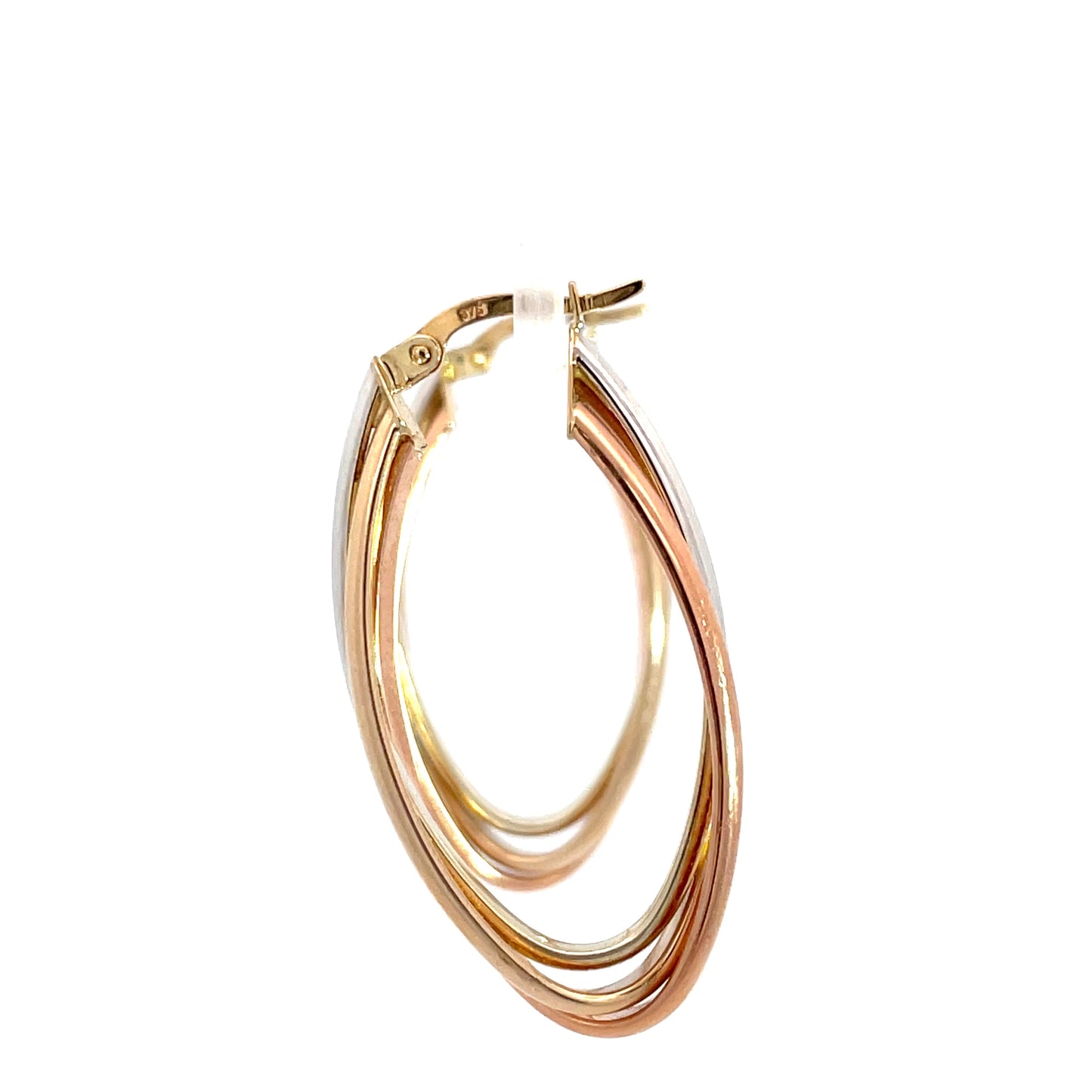 9ct Gold Oval Crossover Hoop Earrings
