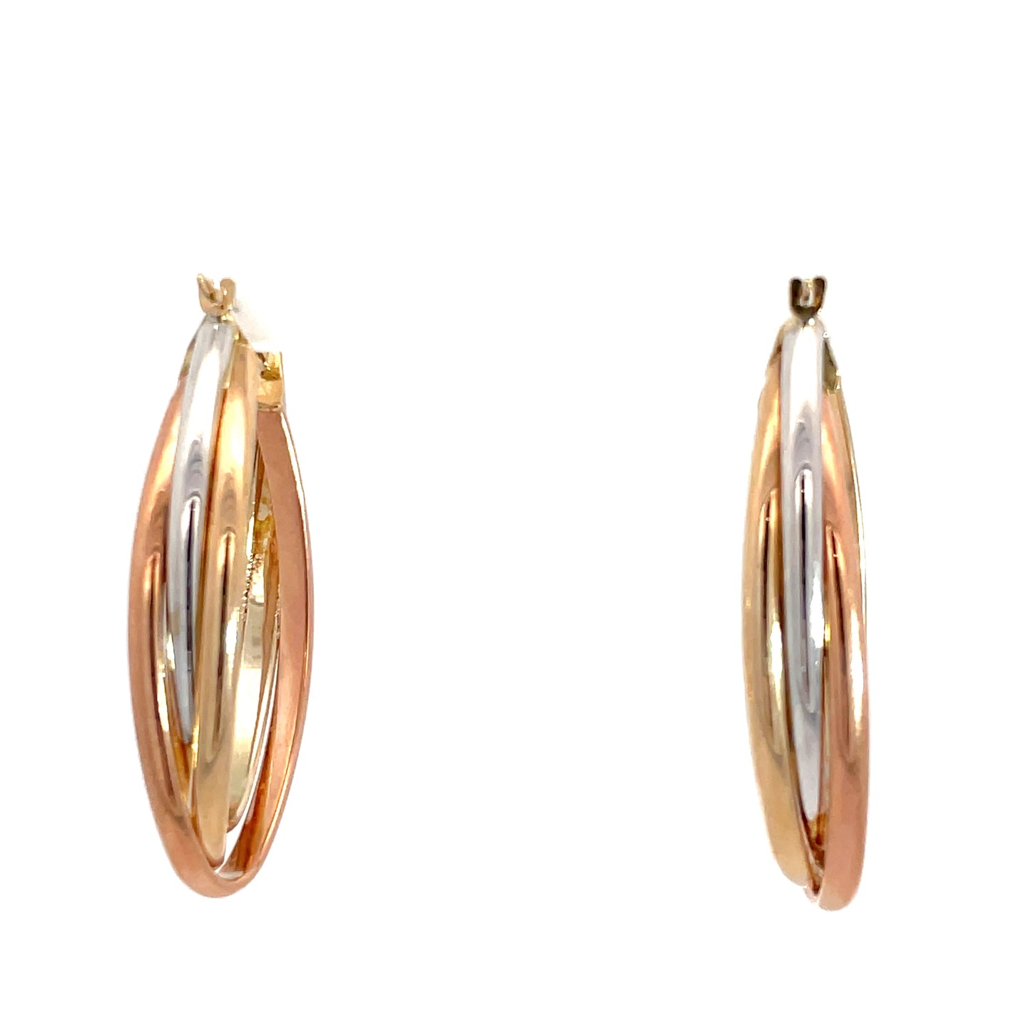 9ct Gold Oval Crossover Hoop Earrings