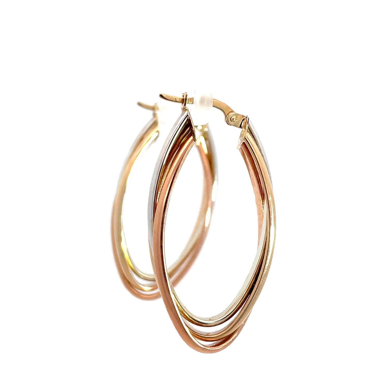 9ct Gold Oval Crossover Hoop Earrings