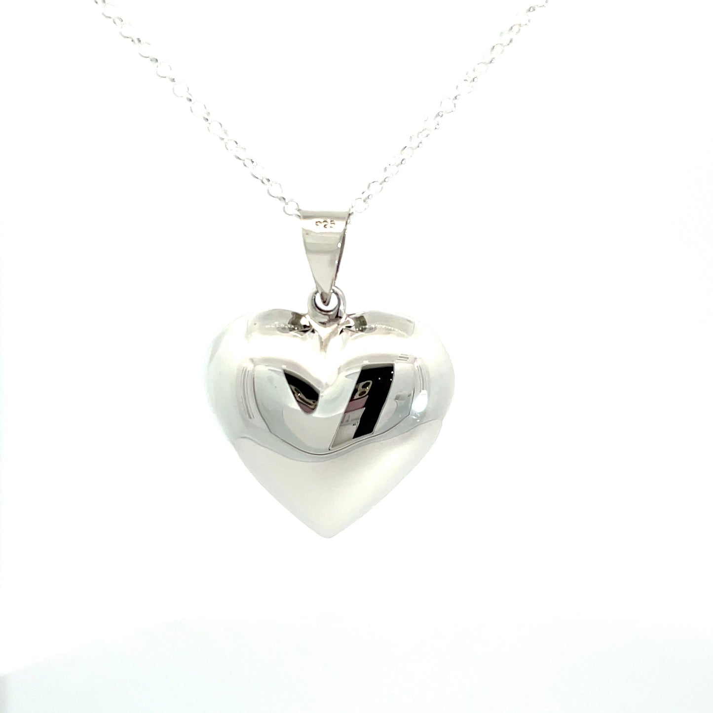 Sterling Silver Puff Heart Pendant
