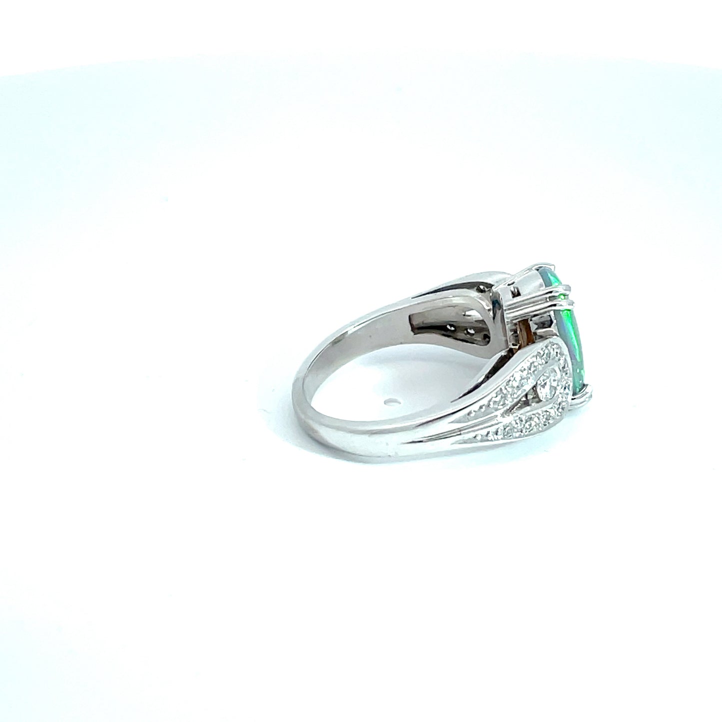 18ct White Gold Black Opal and Diamond Ring
