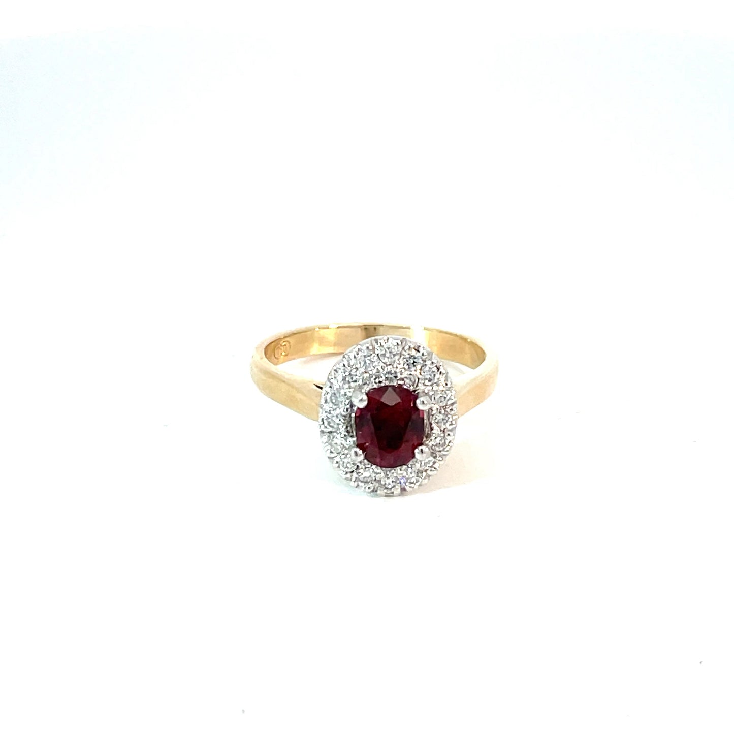 18ct Yellow Gold Red Spinel and Diamond Ring