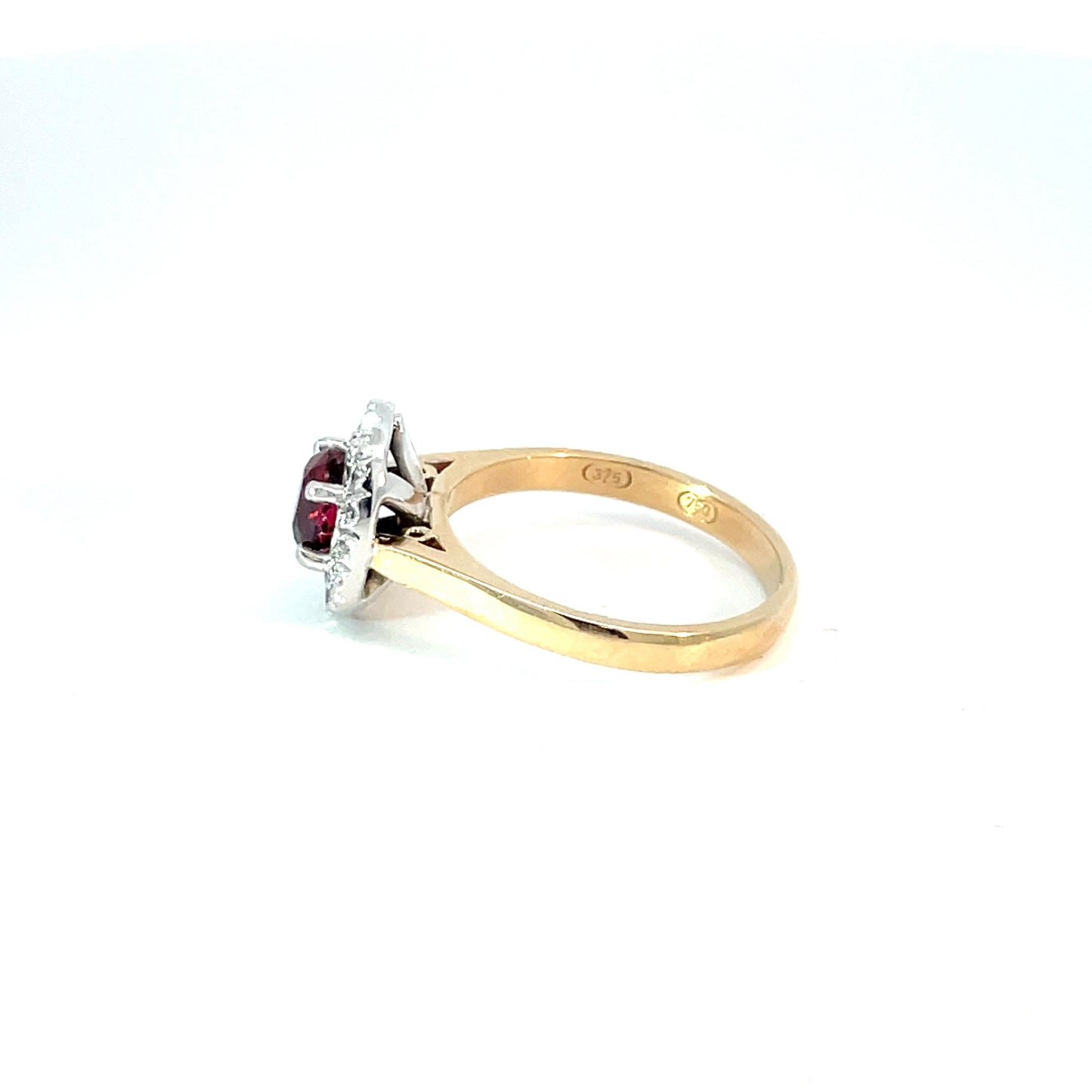 18ct Yellow Gold Red Spinel and Diamond Ring