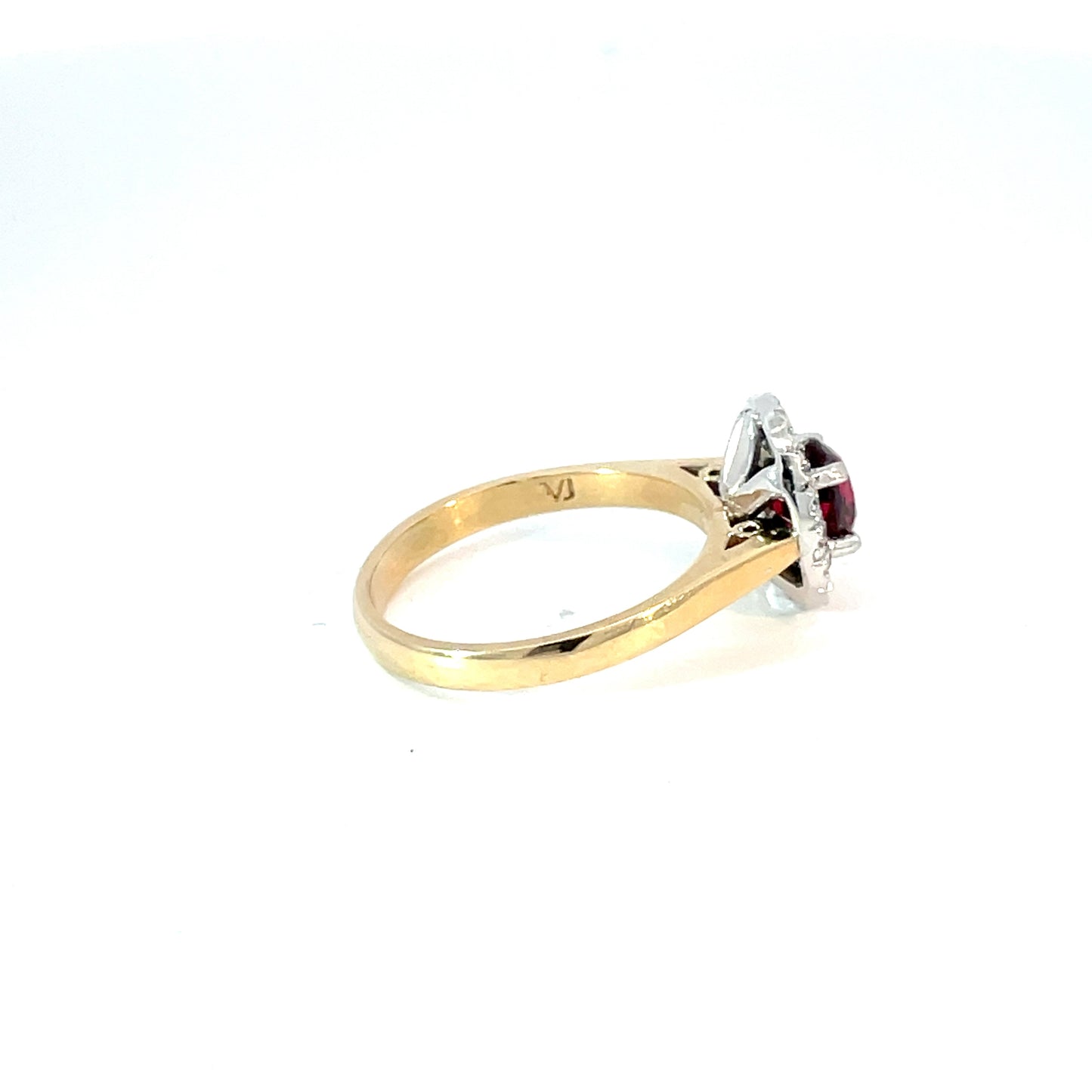 18ct Yellow Gold Red Spinel and Diamond Ring