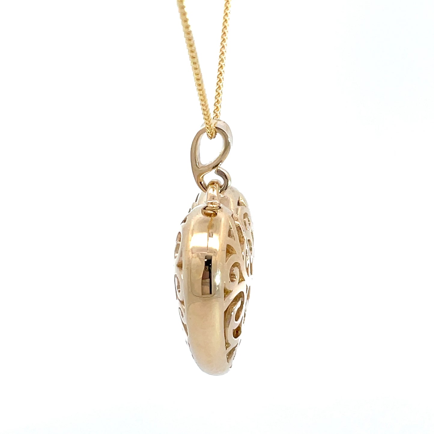 9ct Yellow Gold Filigree Heart Pendant and Chain