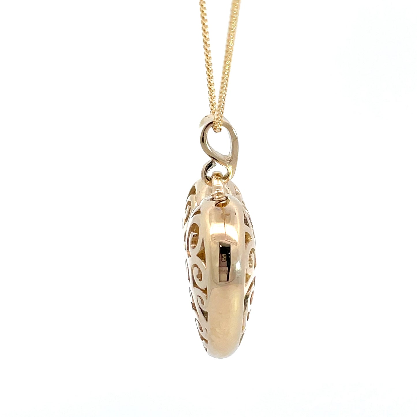 9ct Yellow Gold Filigree Heart Pendant and Chain