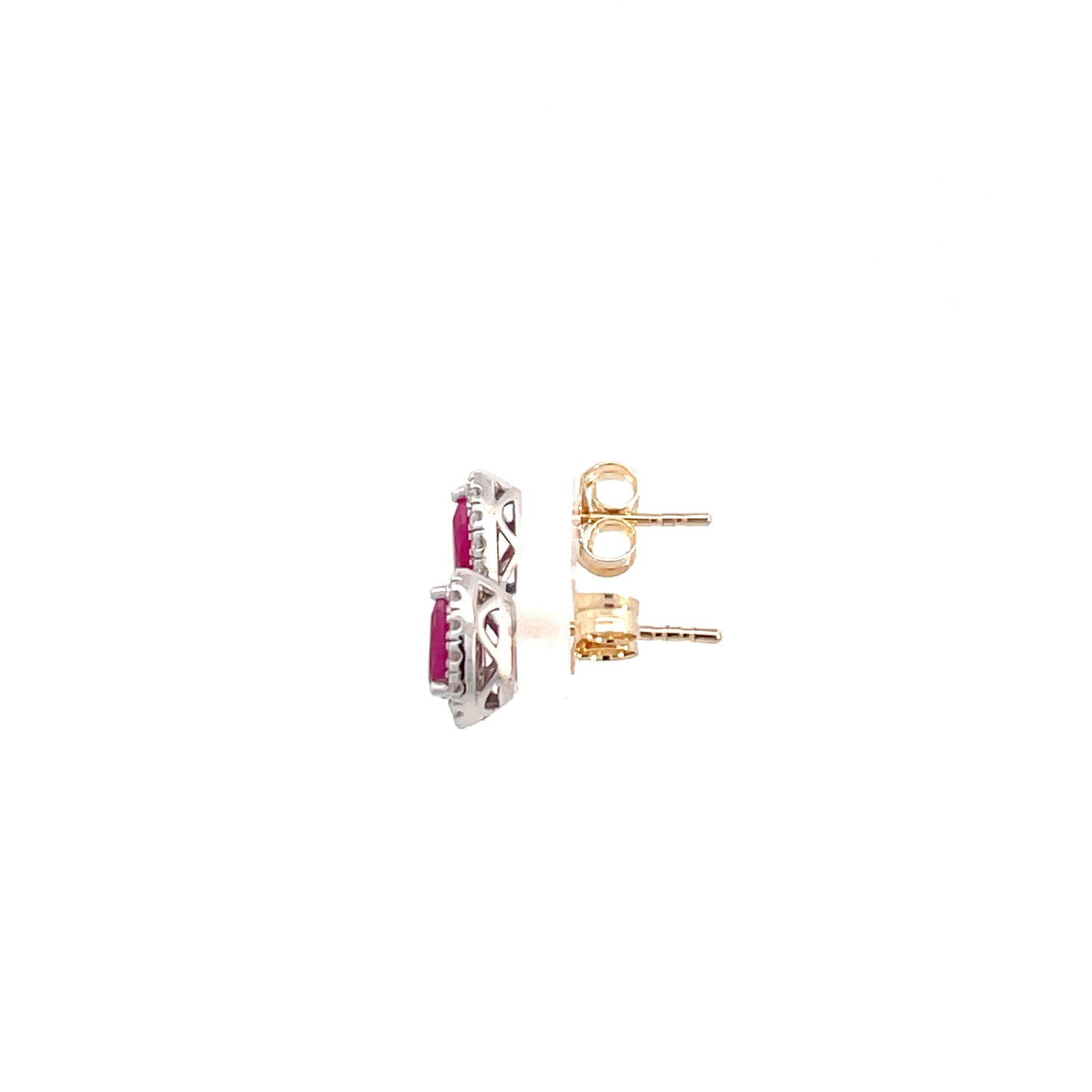 9ct White and Yellow Gold Ruby and Diamond Studs