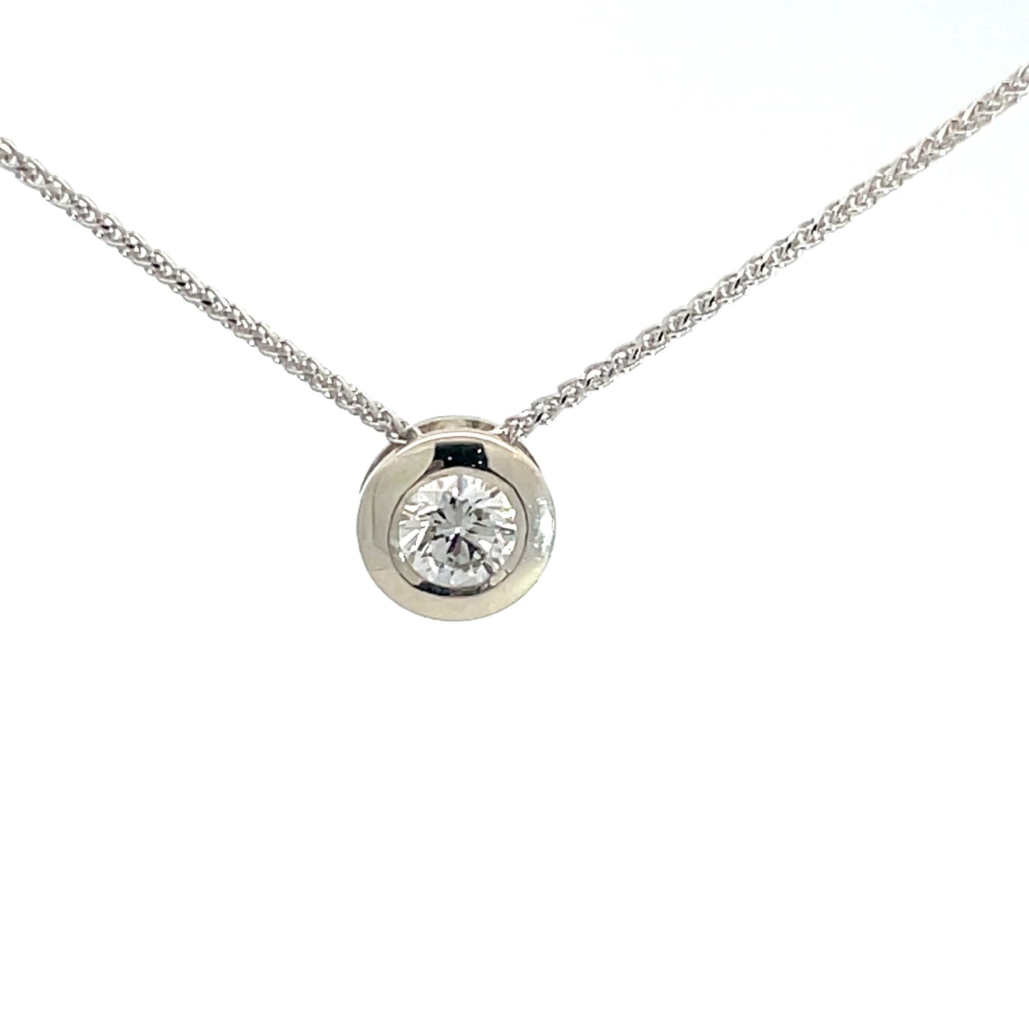 9ct White Gold Lab Grown Diamond Donut Pendant and Chain