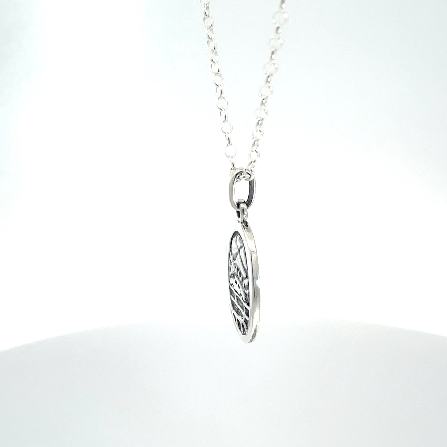 Sterling Silver St Christopher Oval Pendant and Chain