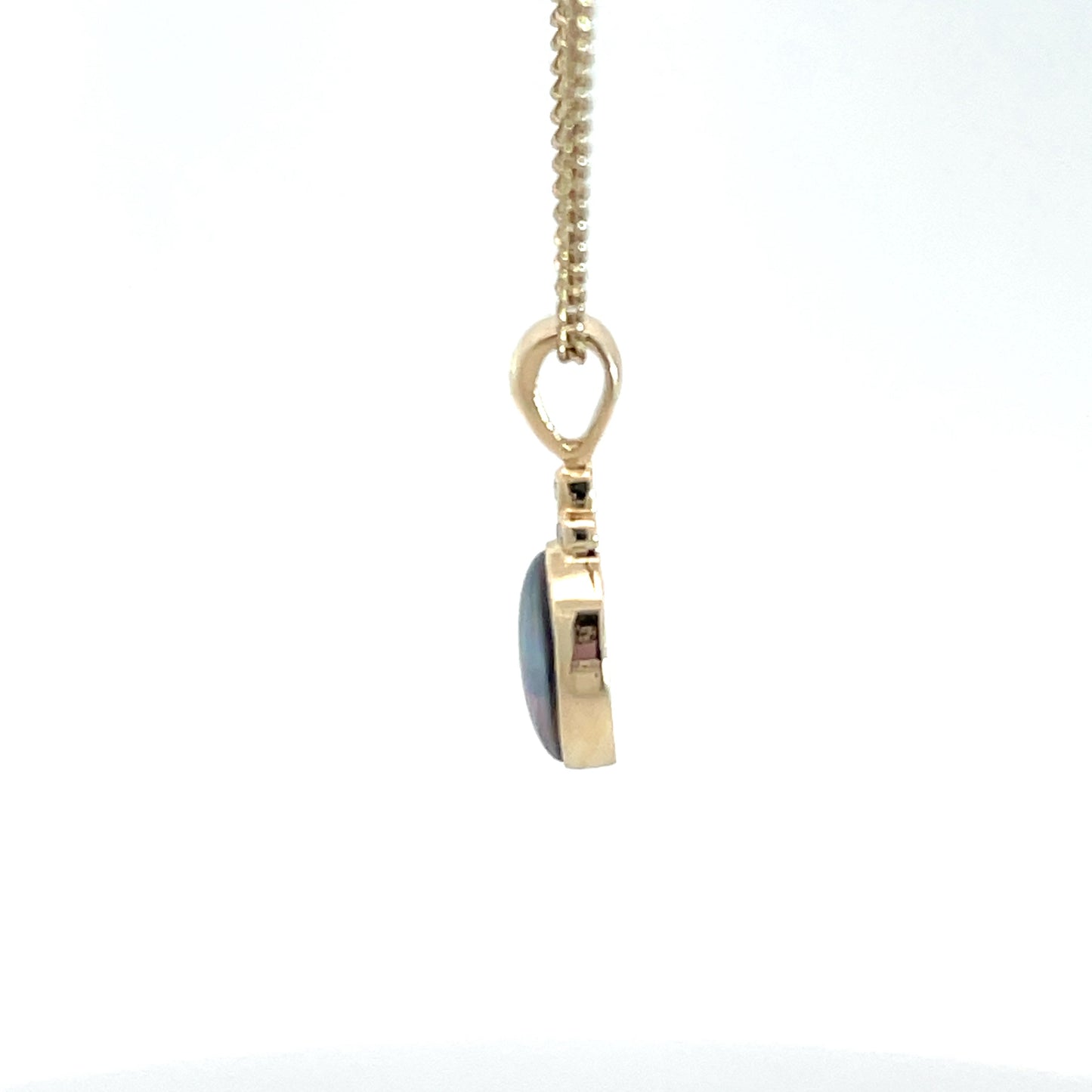 9ct Yellow Gold Opal and Diamond Pendant