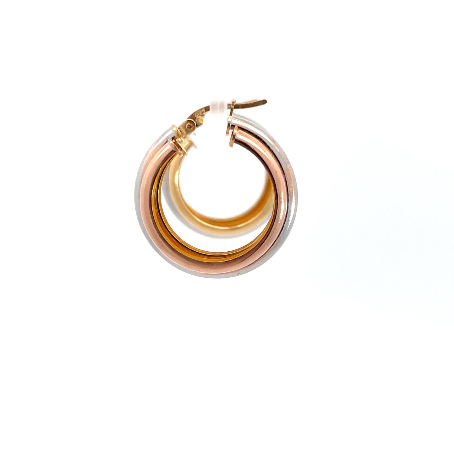 9ct 3 Tone Gold Row Hoops