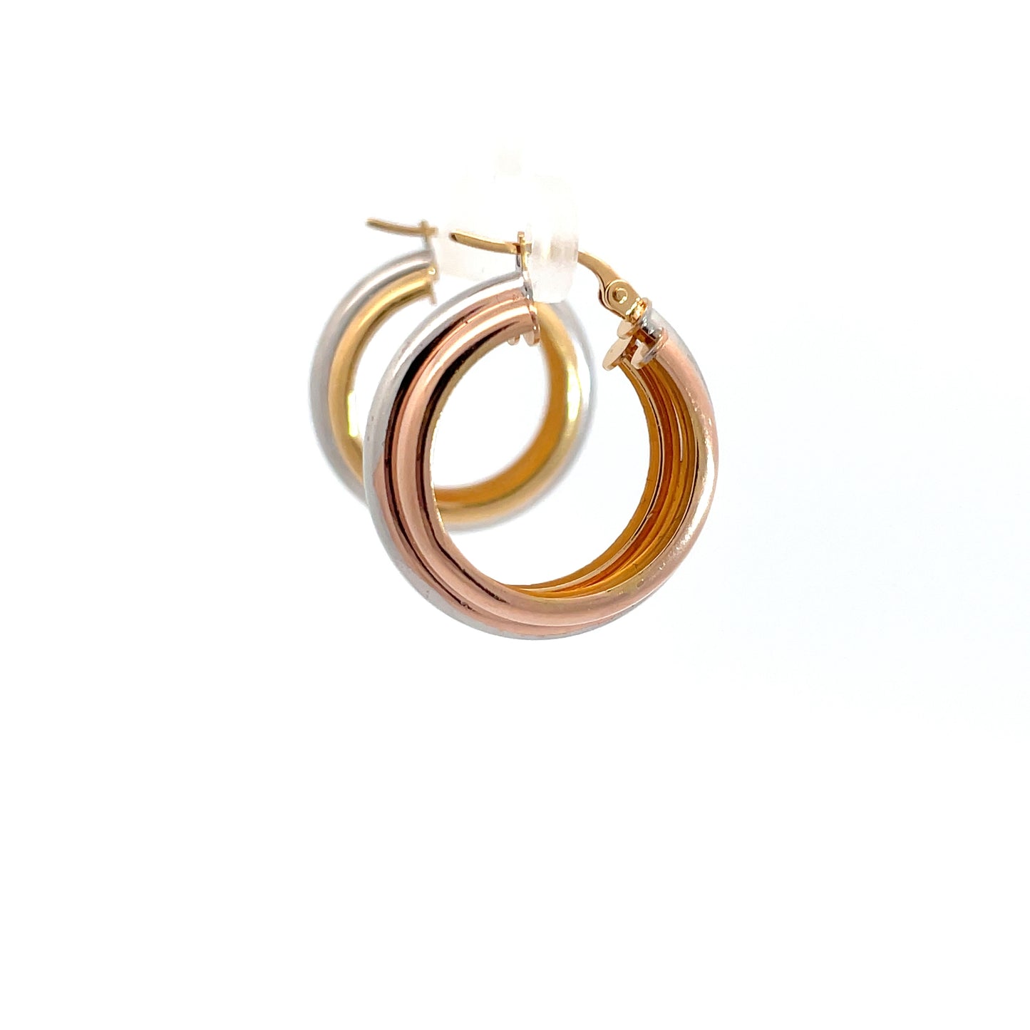 9ct 3 Tone Gold Row Hoops