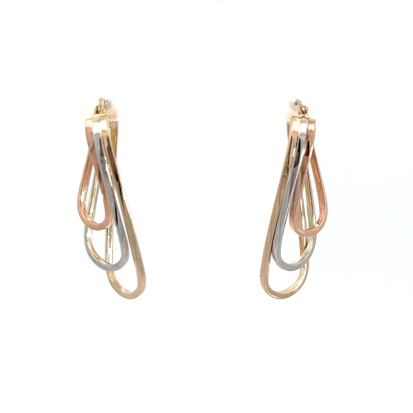 9ct 3 Tone Oval Ring Hoops