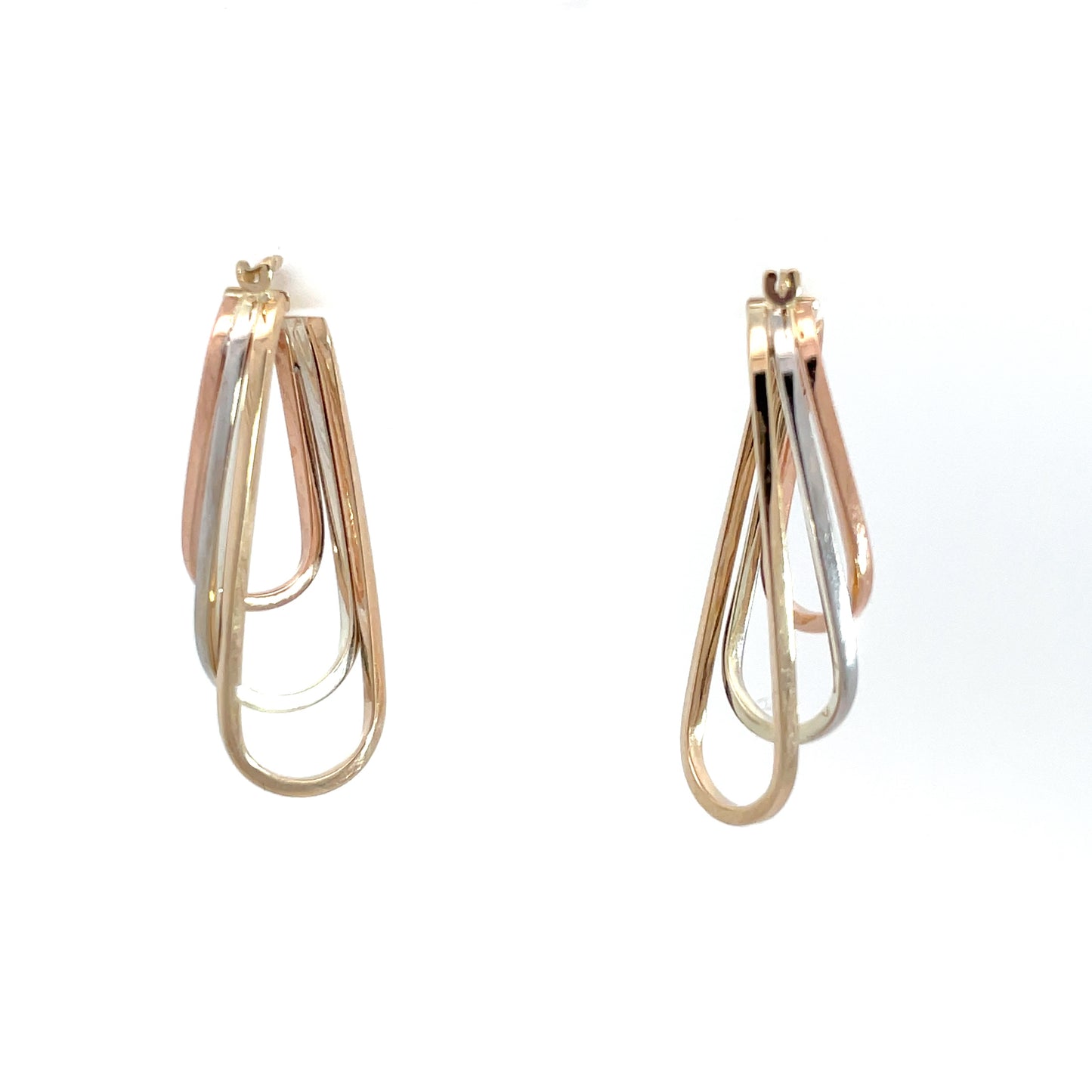 9ct 3 Tone Oval Ring Hoops