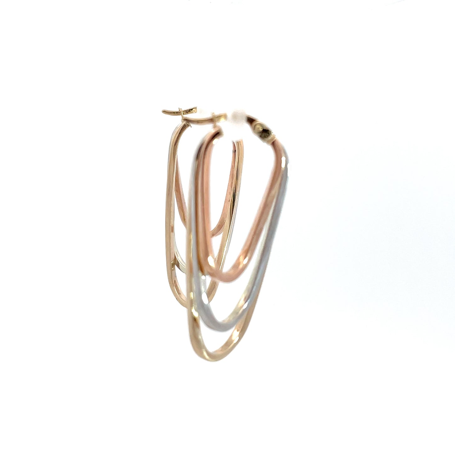 9ct 3 Tone Oval Ring Hoops