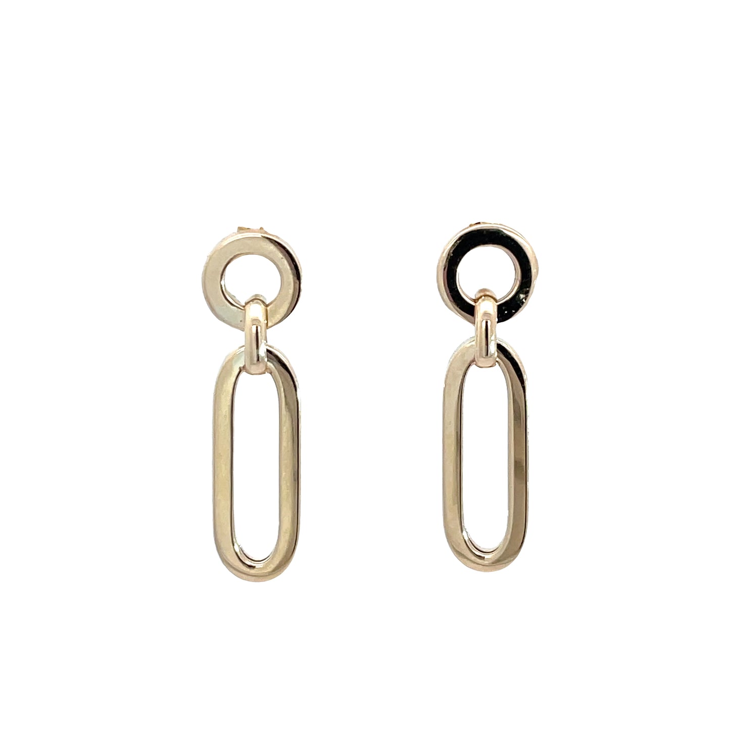 9ct Yellow Gold Paperclip Drop Stud Earrings