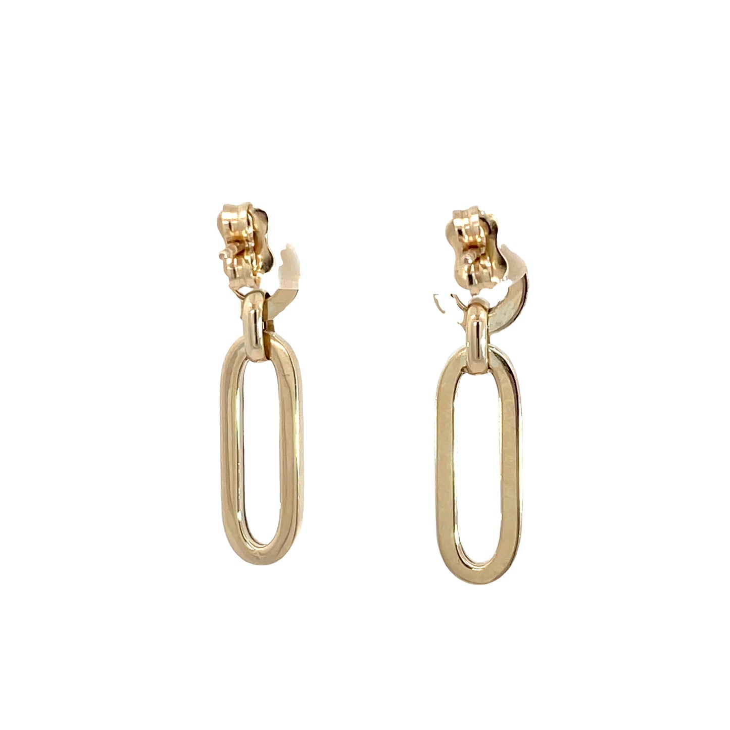 9ct Yellow Gold Paperclip Drop Stud Earrings