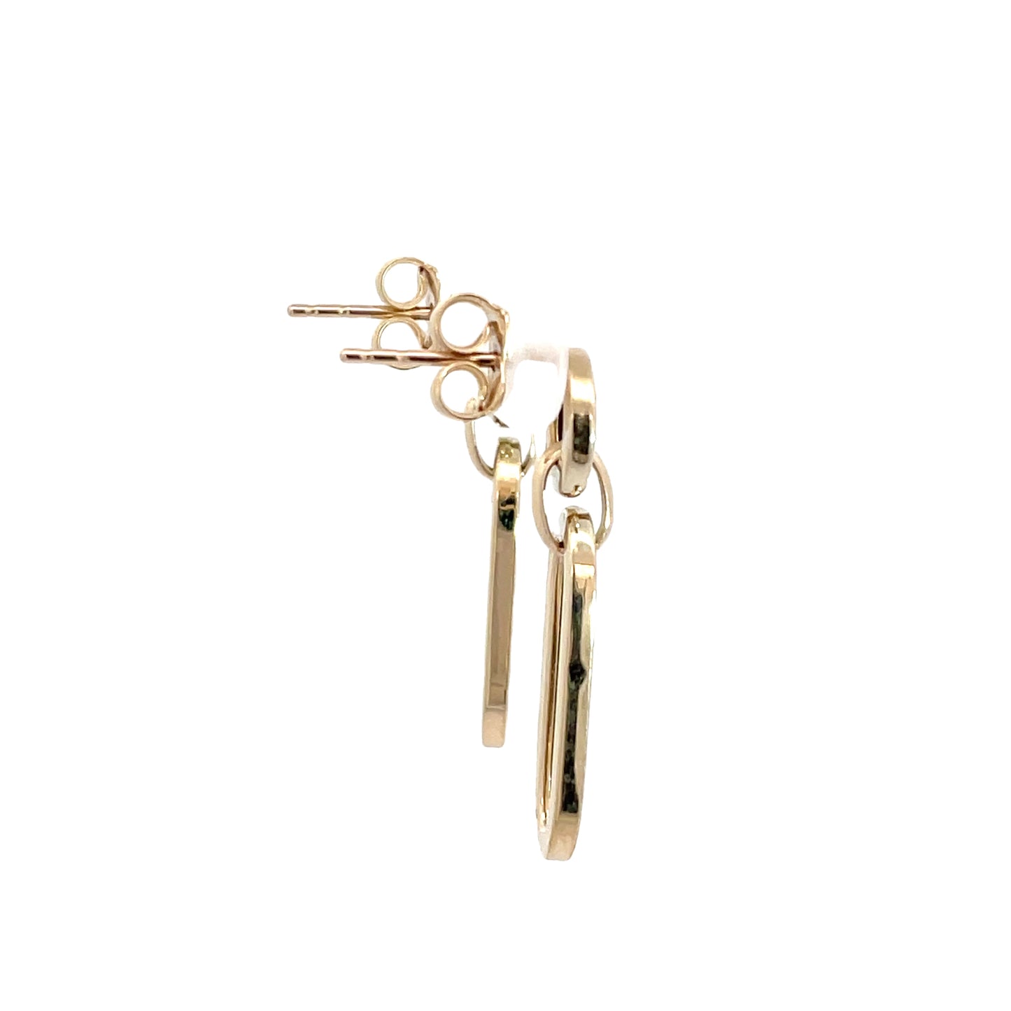 9ct Yellow Gold Paperclip Drop Stud Earrings