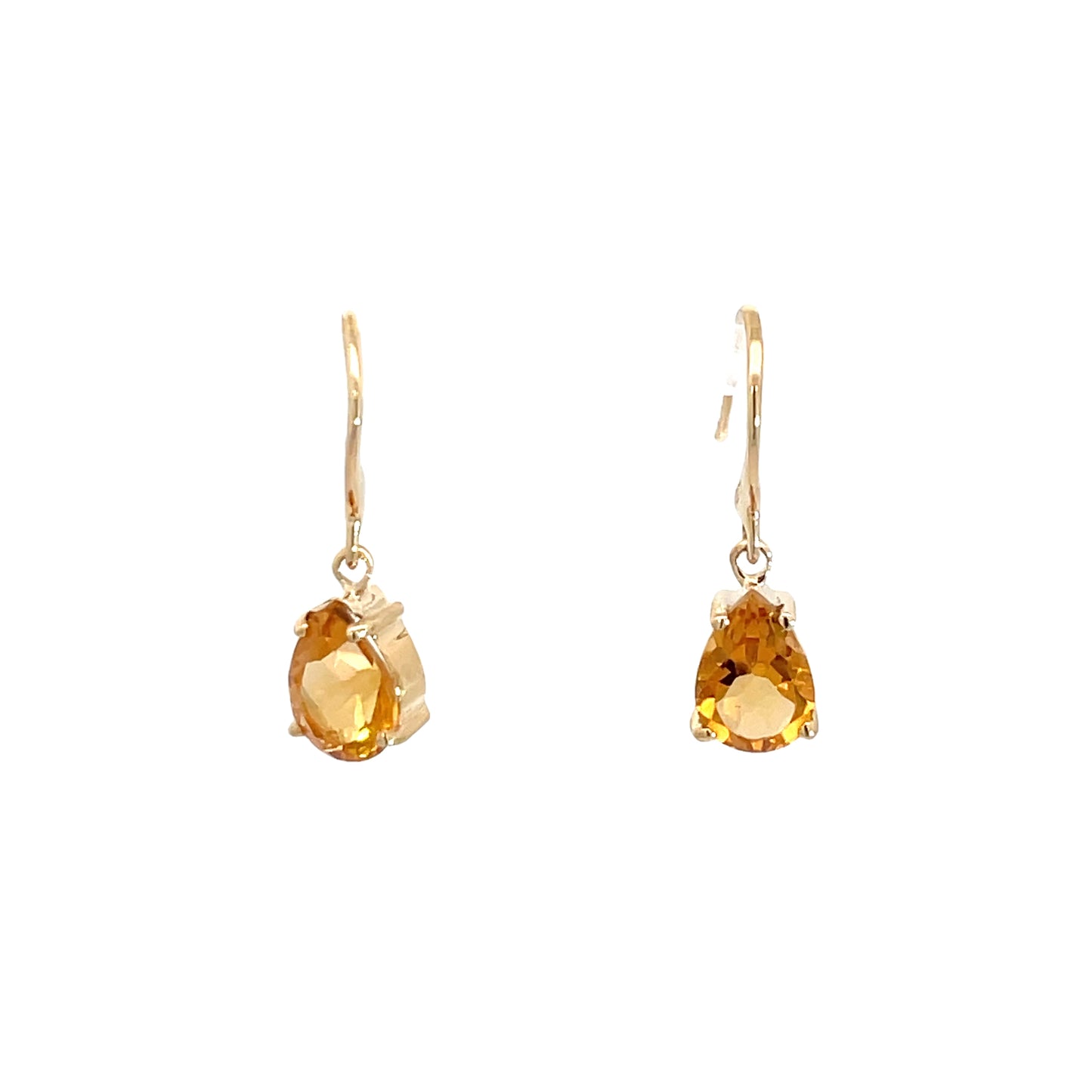9ct Yellow Gold Citrine Drop Hook Earrings
