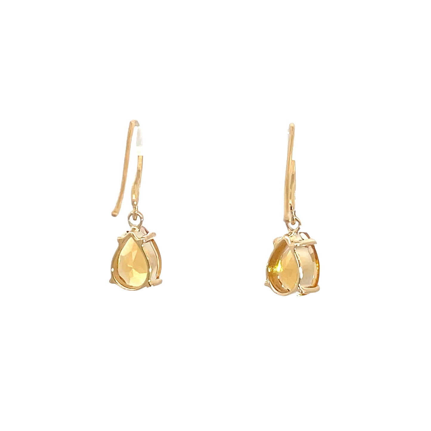 9ct Yellow Gold Citrine Drop Hook Earrings