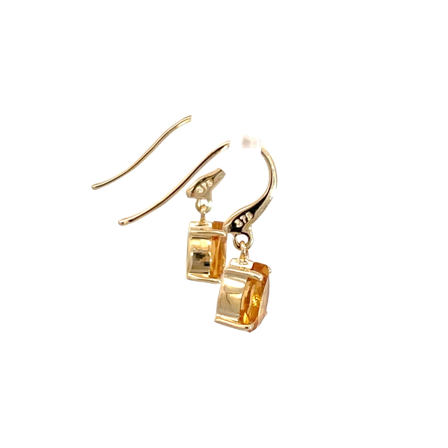 9ct Yellow Gold Citrine Drop Hook Earrings