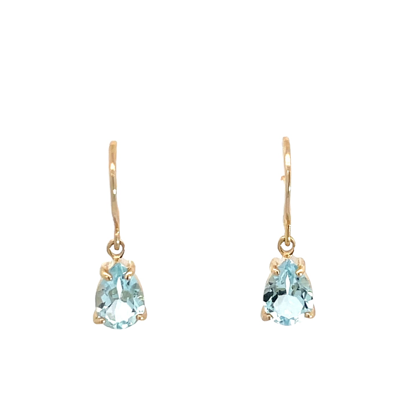 9ct Yellow Gold Blue Topaz Drop Hook Earrings