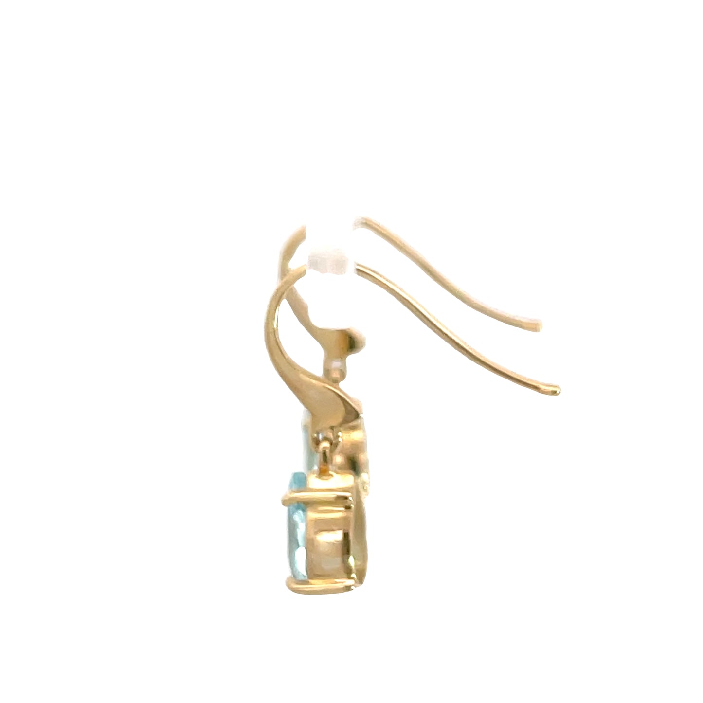 9ct Yellow Gold Blue Topaz Drop Hook Earrings