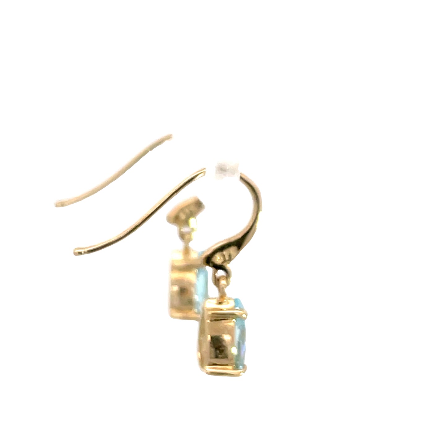 9ct Yellow Gold Blue Topaz Drop Hook Earrings