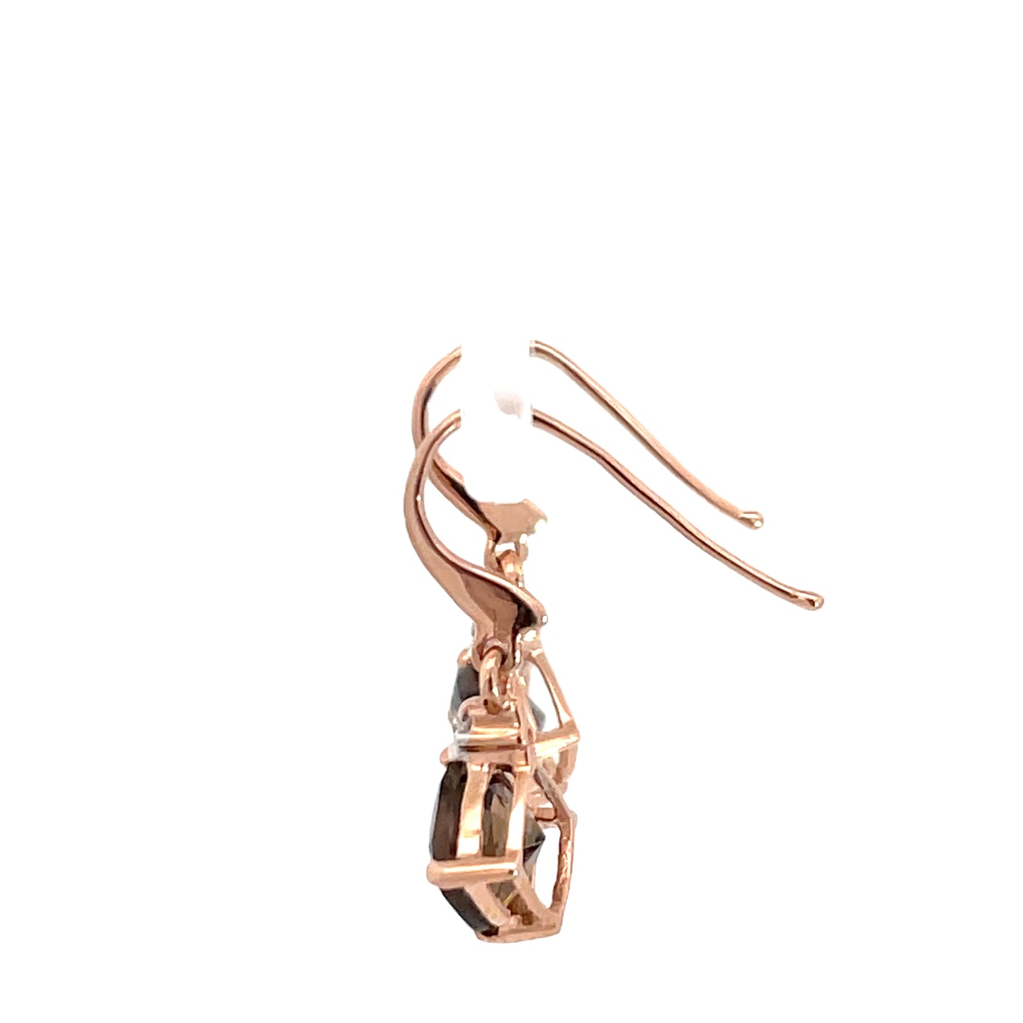 9ct Rose Gold Smokey Quartz and Diamond Earrings