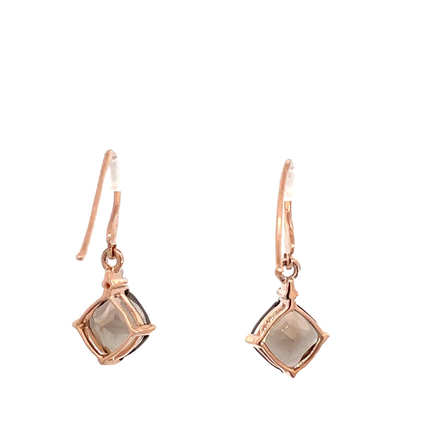 9ct Rose Gold Smokey Quartz and Diamond Earrings