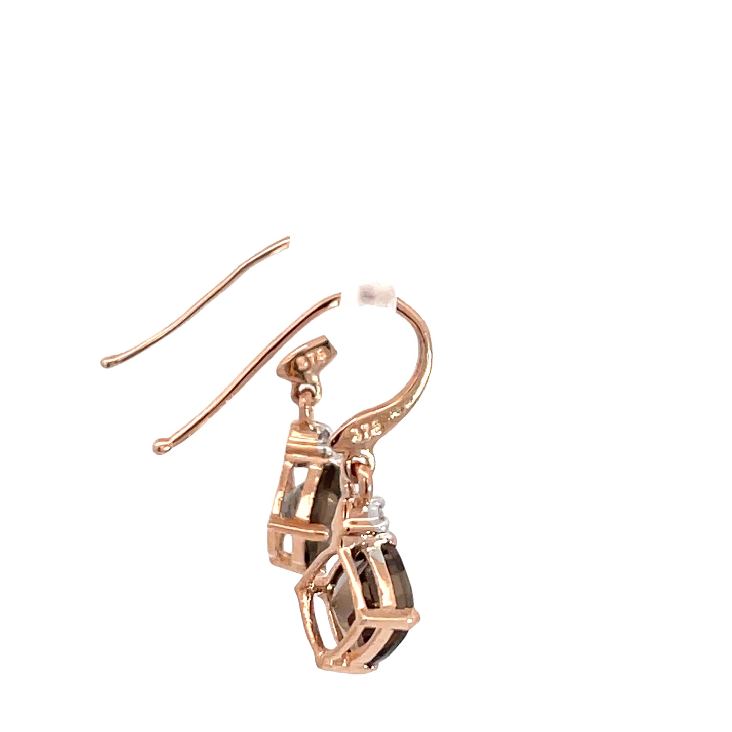 9ct Rose Gold Smokey Quartz and Diamond Earrings