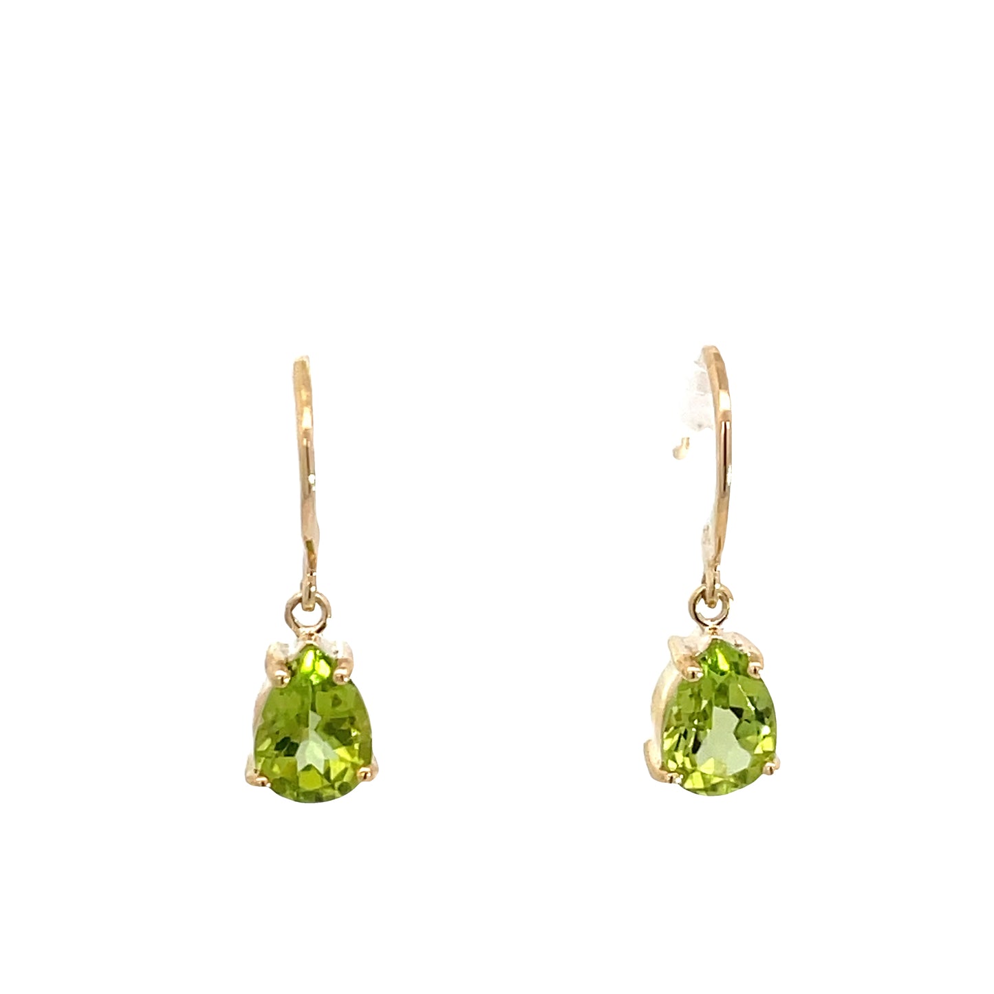 9ct Yellow Gold Peridot Drop Hook Earrings