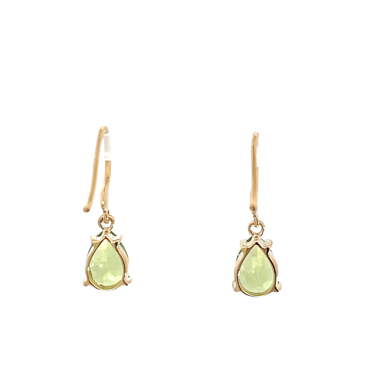 9ct Yellow Gold Peridot Drop Hook Earrings