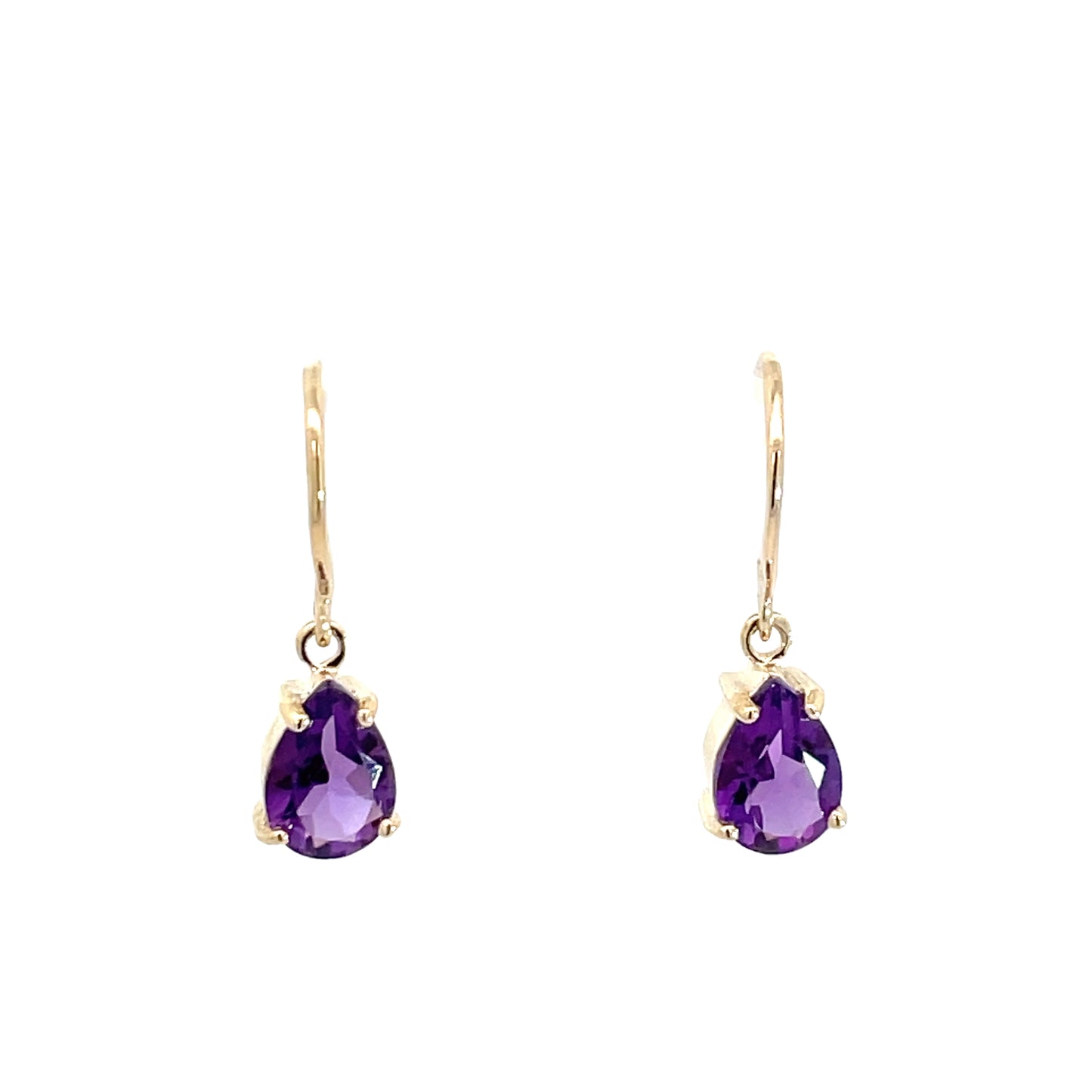 9ct Yellow Gold Amethyst Hook Earrings