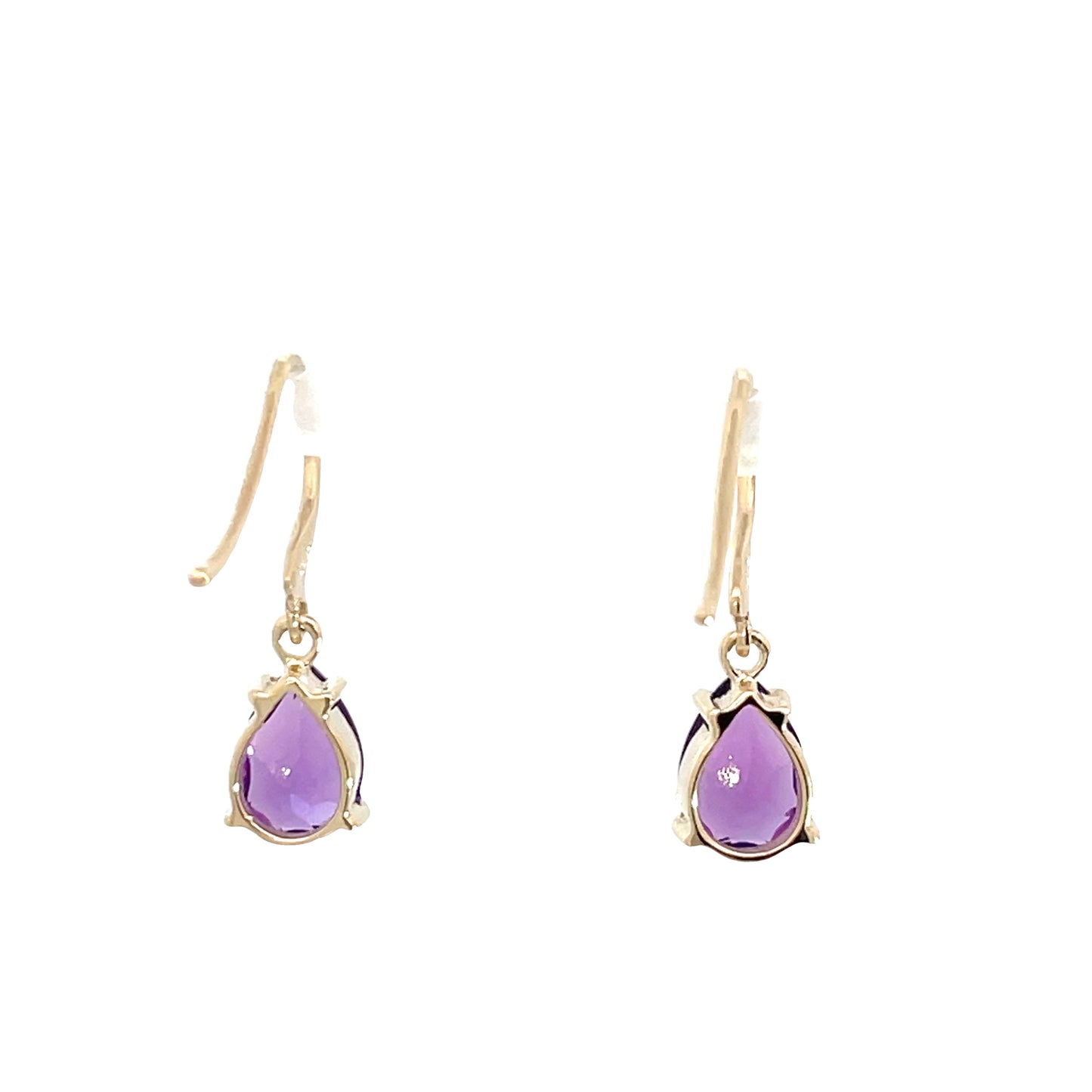 9ct Yellow Gold Amethyst Hook Earrings