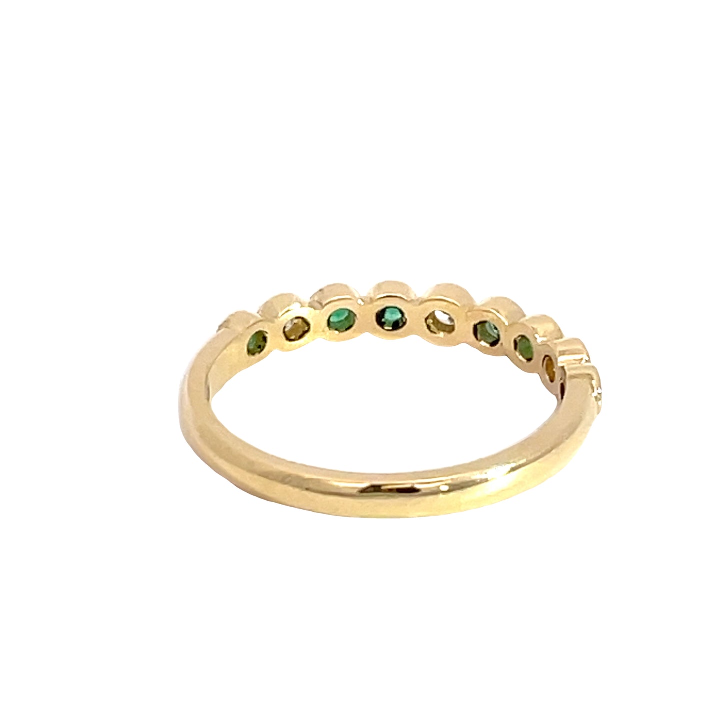 18ct Yellow Gold Diamond and Emerald Band