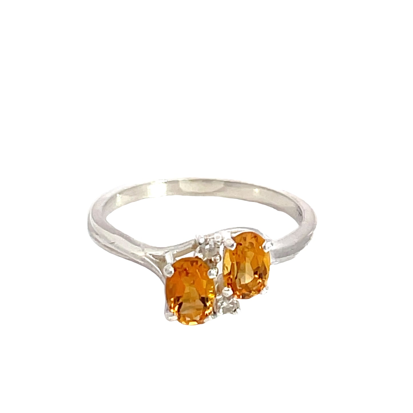 Sterling Silver Citrine and Diamond Ring