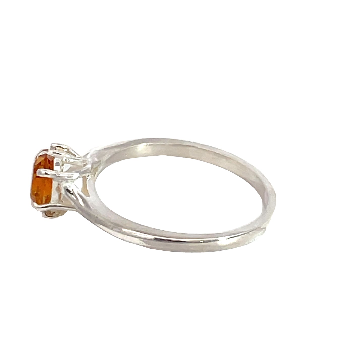 Sterling Silver Citrine and Diamond Ring