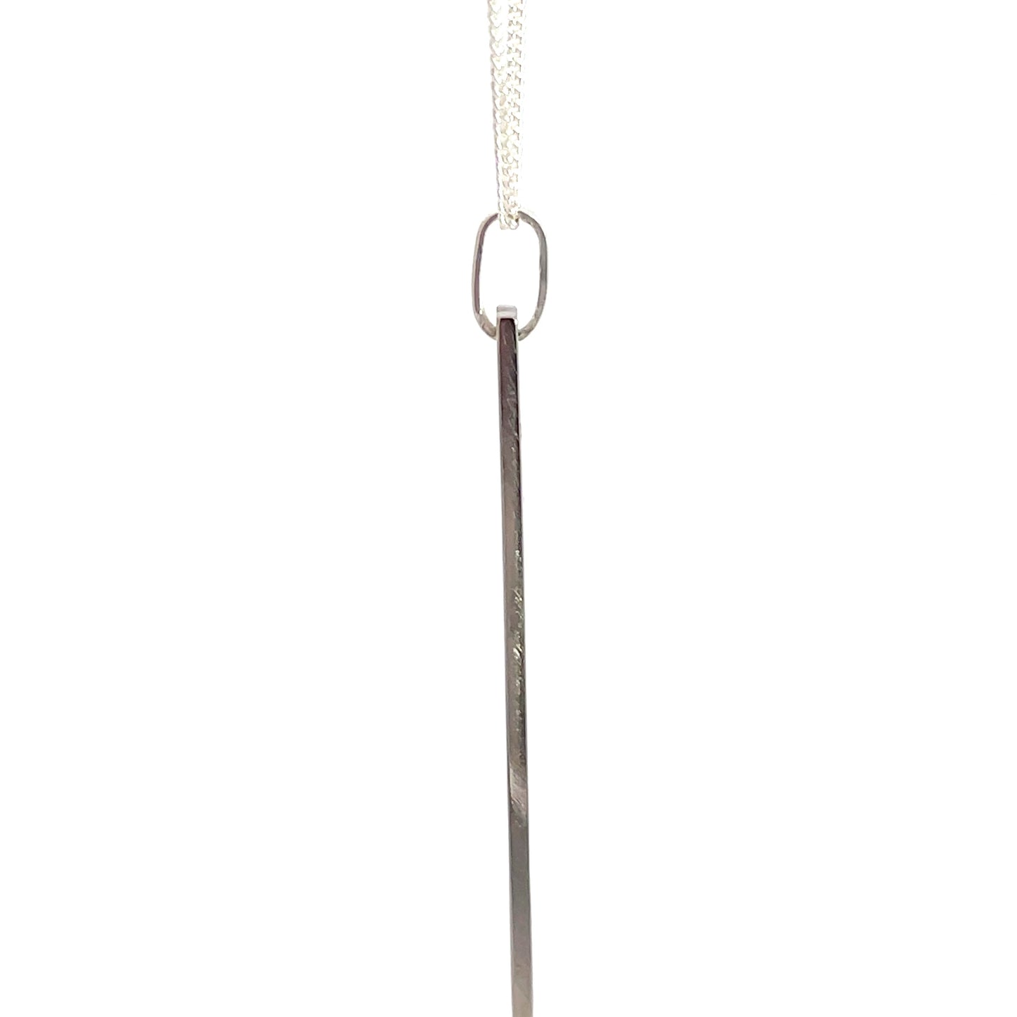 9ct White Gold Diamond Drop Bar Pendant and SS Chain